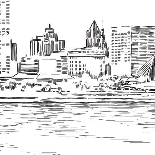Milwaukee Skyline Bridal Shower Invitations, Milwaukee Wedding, Wisconsin, Bridal Brunch, Hand Drawn (set of 25 cards & envelopes)