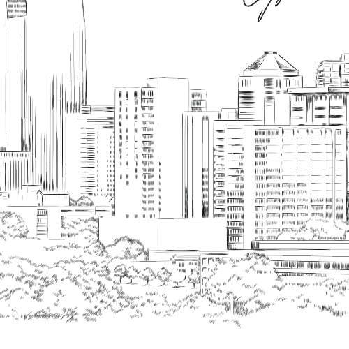 Atlanta Skyline Bridal Shower Invitations Watercolor, Atlanta Wedding, Georgia, Bridal Brunch, Bridal Luncheon (set of 25 cards & envelopes)