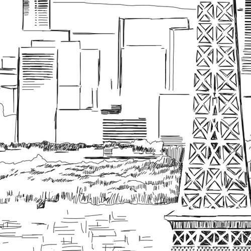 Paris Skyline Folded Place Cards BLANK, French Themed Wedding, Eiffel Tower Placecards, Seating Cards, Escort Cards (Set of 25 Cards)