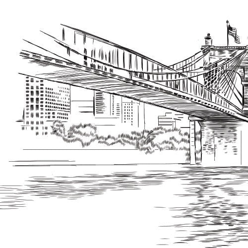 Cincinnati Skyline Save the Dates, Save the Date Cards, Cincinnati Wedding, STD, Stadium and Bridge  (set of 25 cards)