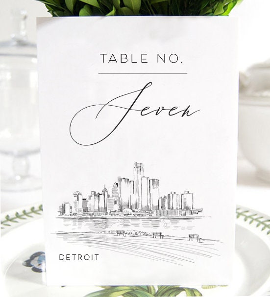 Detroit Wedding Table Numbers (1-10), Detroit Wedding, Michigan, Wedding Reception