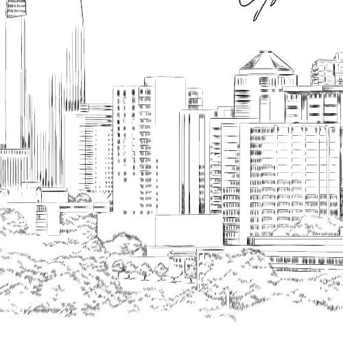 Atlanta Skyline Thank You Cards, Personal Note Cards, Bridal Shower, Real Estate Agent, Corporate Thank you Cards, Georgia (set of 25 cards)