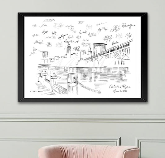 Cleveland Wedding, Alternative Guestbook, Ohio Wedding, Skyline, Wedding Guest Book, Party Supplies, Bridal Shower