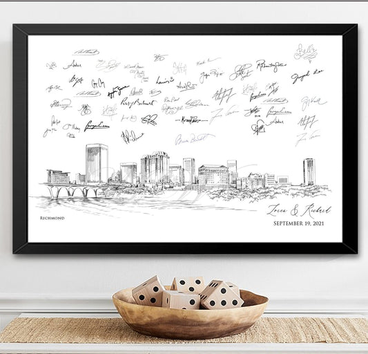 Richmond Wedding, Alternative Guest Book, Wedding Skyline, Guestbook, Wedding Guestbook, Party Supplies and Decor, Virginia