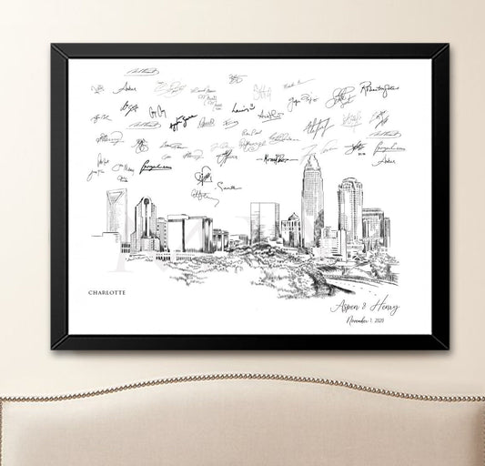Charlotte, NC Guest Book, Wedding Sign-in, Gift for Couple, Guestbook, Wedding Guest book, Charlotte Wedding, Unique Guest Book Alternative