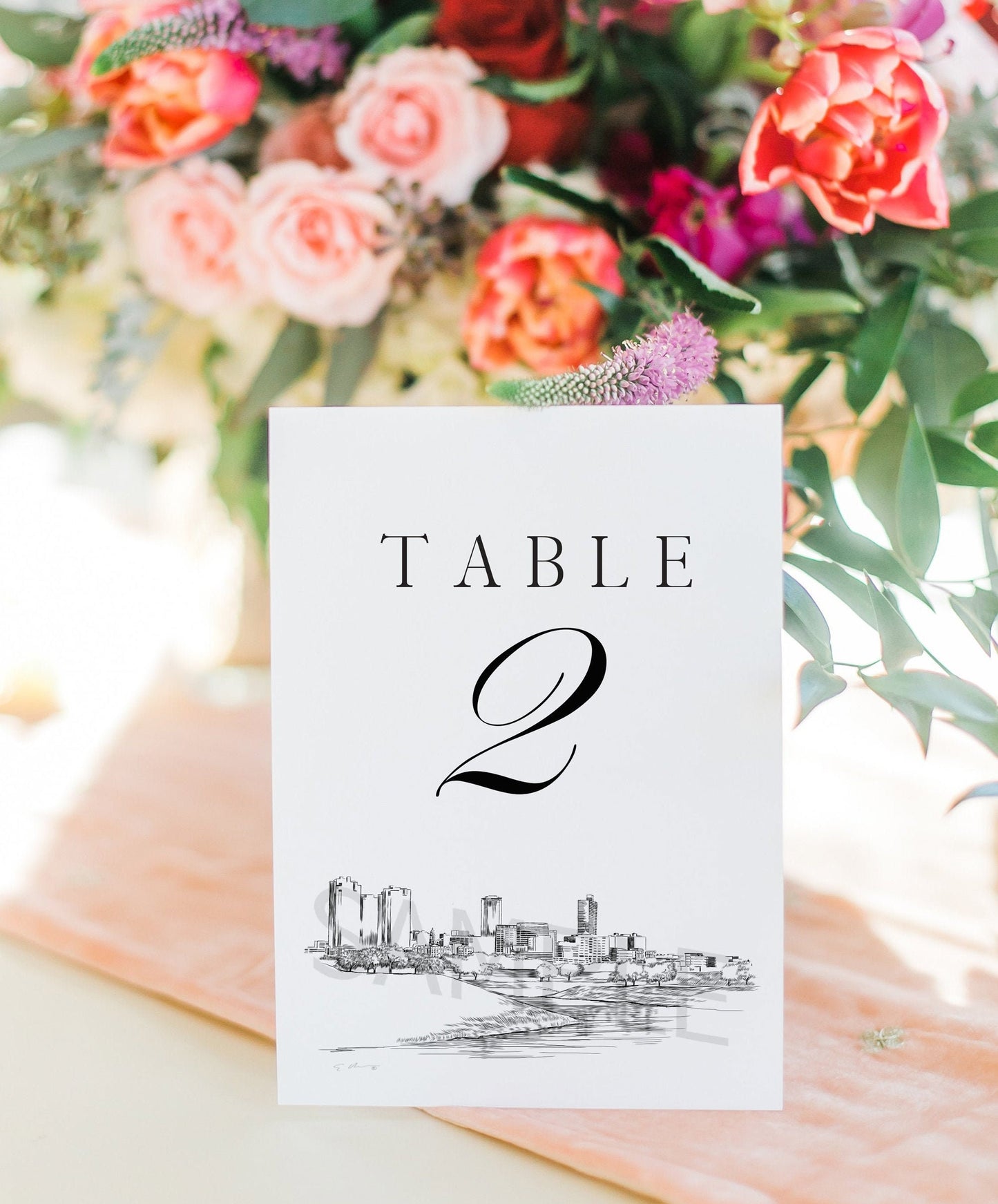 Ft Worth, TX Skyline Table Numbers, Texas, Wedding Tables, Day of Event, Reserved Seating, Reception (1-10)