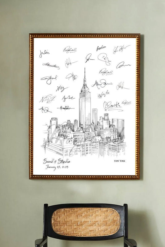 NY Wedding Guest Book Alternative Custom Guestbook Wedding Sign-In Guestbook NY Skyline NYC Unique Guestbook New York City Retirement Gift