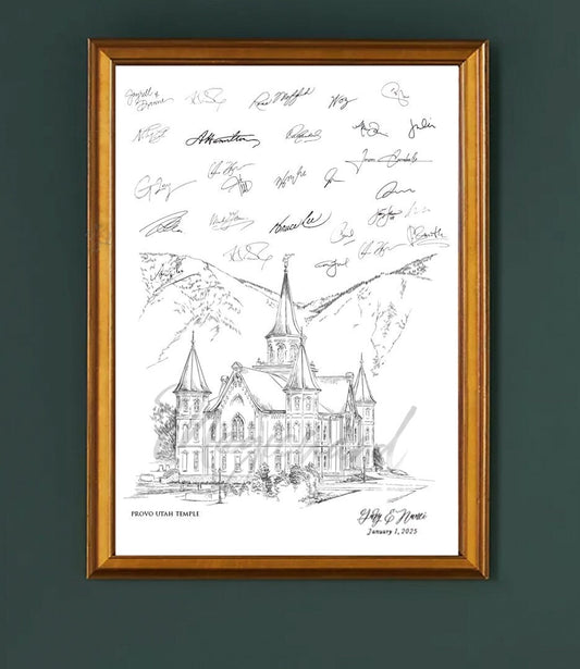 Provo Utah Temple, Salt Lake City, Utah Skyline Wedding Alternative Guest Book, Utah Wedding, Guestbook, Wedding Guestbook,