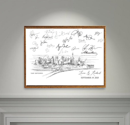 San Antonio, Texas Skyline Wedding Alternative Guest Book, San Antonio Wedding, Guestbook, Wedding Guestbook, TX Wedding