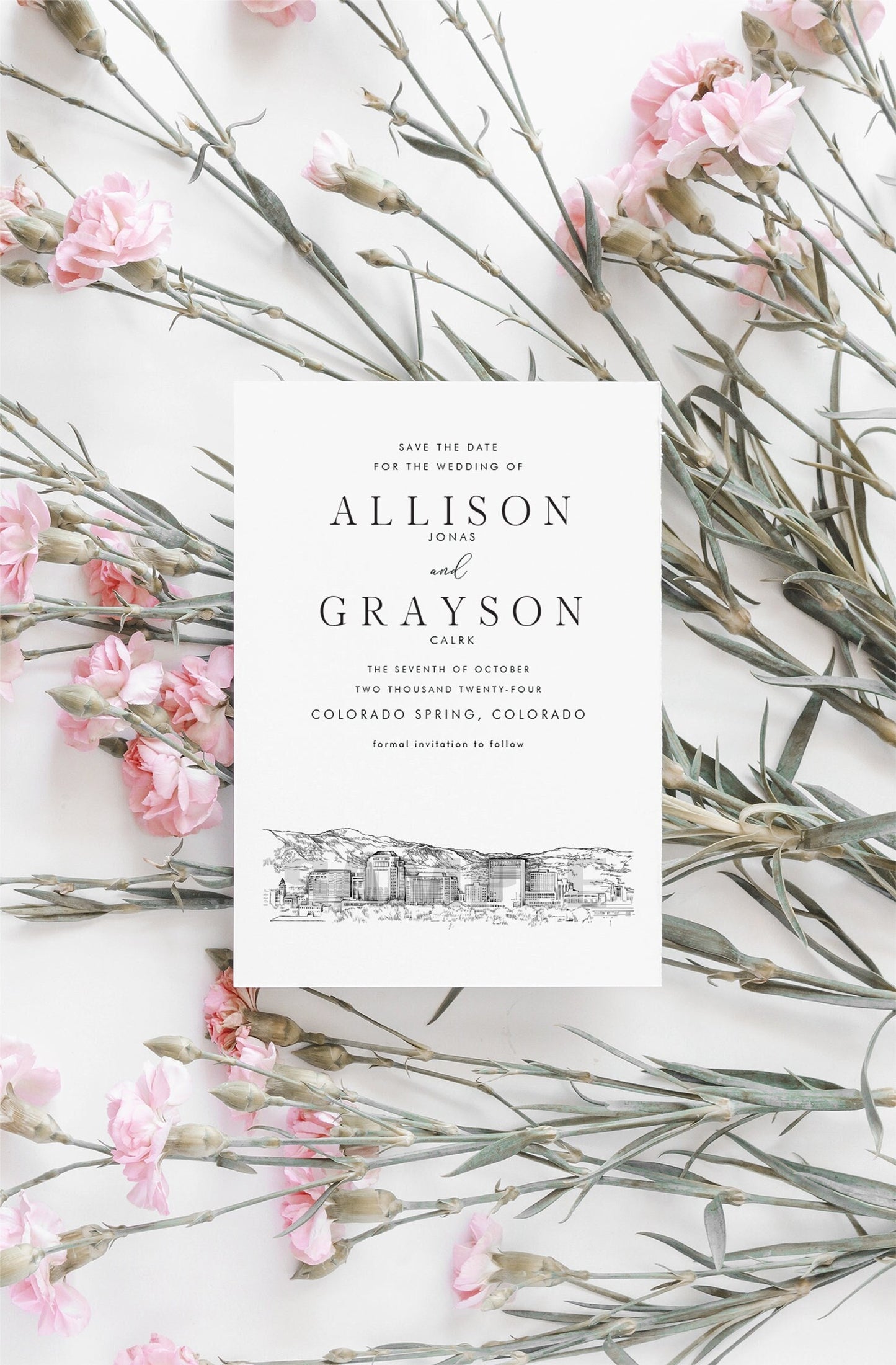 Colorado Springs Skyline Save the Dates, STD, Save the Date Cards, Colorado Wedding (set of 25)