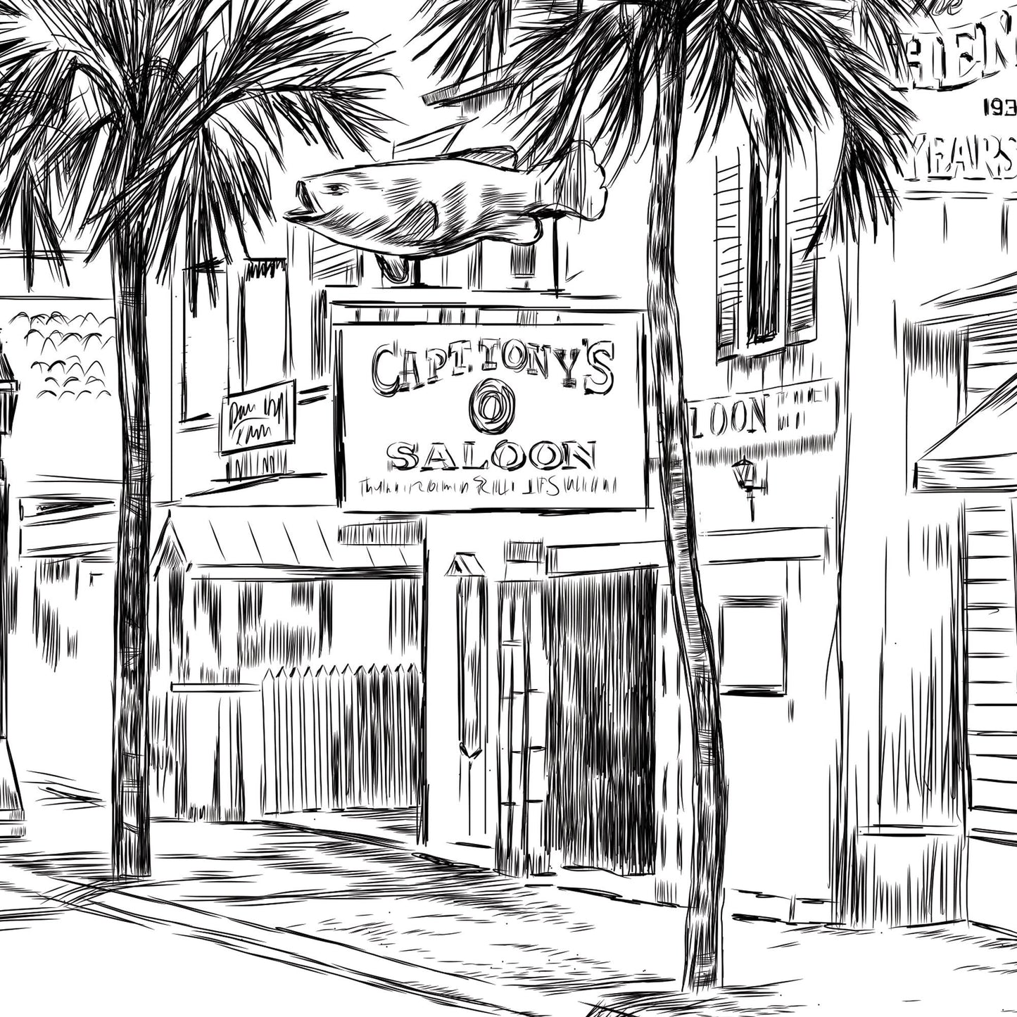 Key West Save the Dates, STD, Florida, FL, Skyline, Key West Wedding, Weddings, Hemingway, Hand Drawn Save the Date Cards (set of 25 cards)
