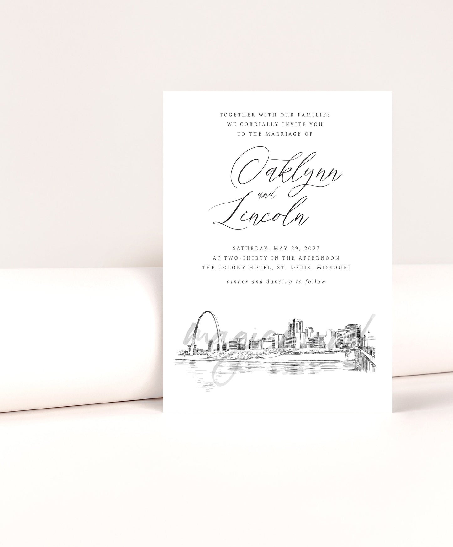 St. Louis Skyline Wedding Invitations, Weddings, Missouri, MO, Invitation, Invite (Sold in Sets of 10 Online RSVP Cards & Invitations)