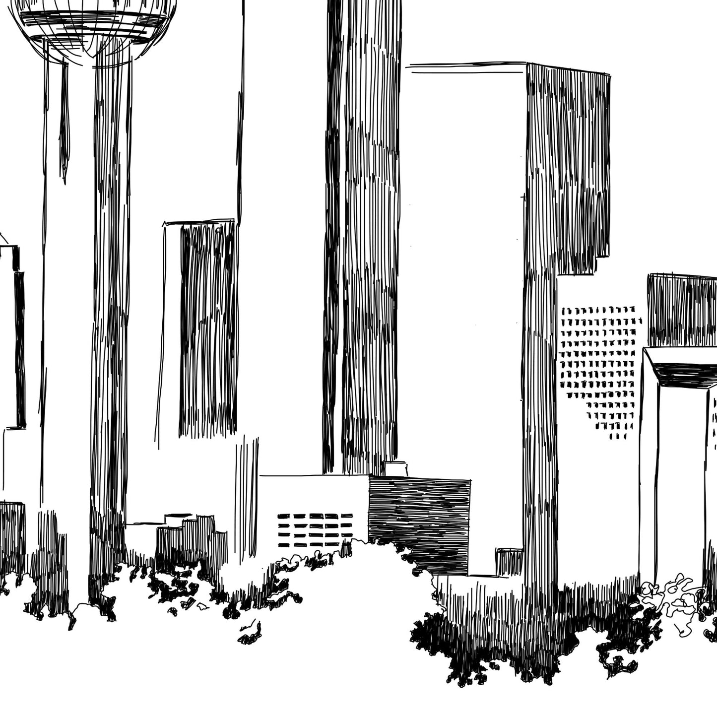 Dallas Skyline Save the Dates, STD, Texas, Wedding, Weddings, TX, Save the Date Cards, Hand Drawn (set of 25 cards)