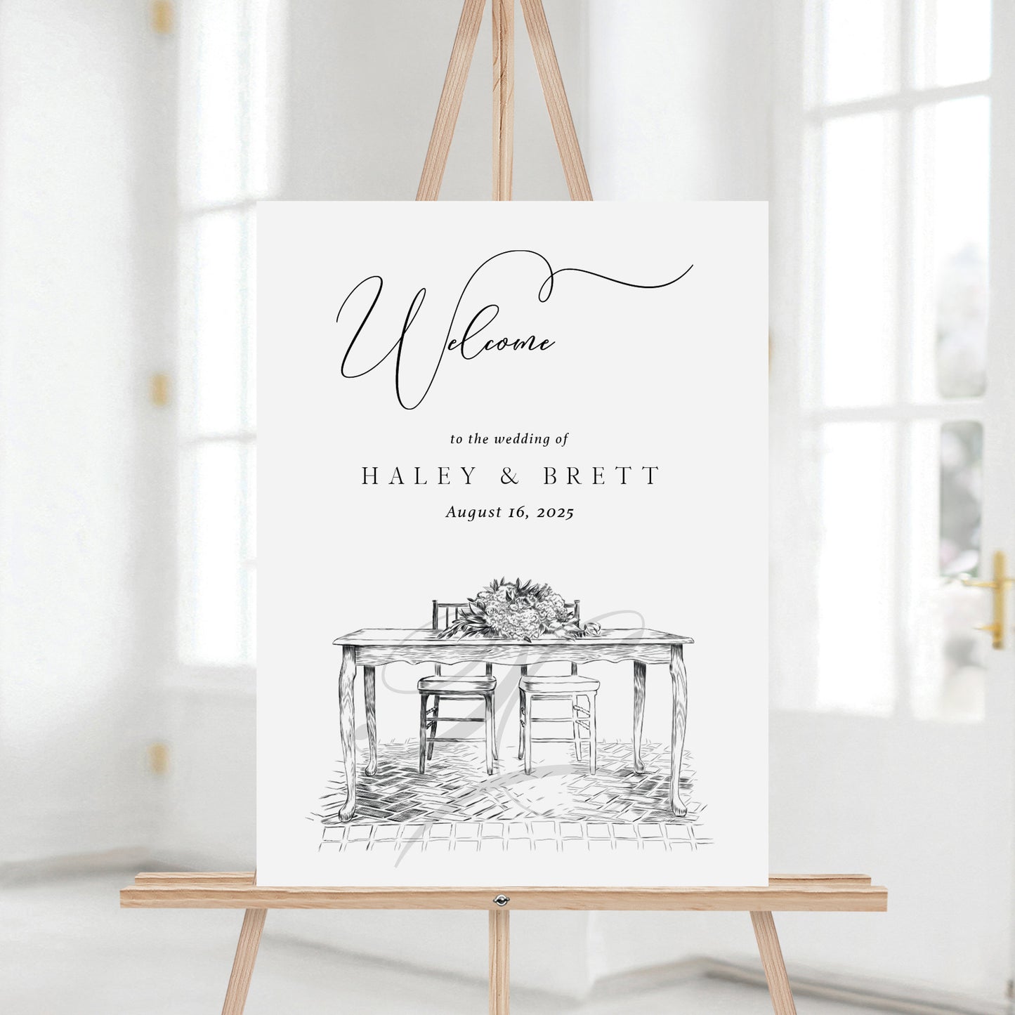 Welcome to our Wedding Sign, Wedding Table, Pop, Fizz, Clink, Hand Drawn, Weddings, Welcome Sign, Sizes: 18 x 24, 24 x 30 or 24 x 36