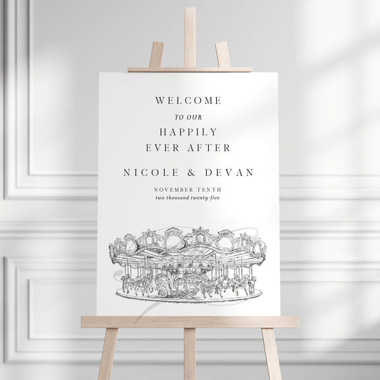 Welcome to our Wedding Sign, Guitar Theme, Rock n Roll, Hand Drawn, Modern Wedding, Welcome Sign, Sizes: 18 x 24, 24 x 30 or 24 x 36