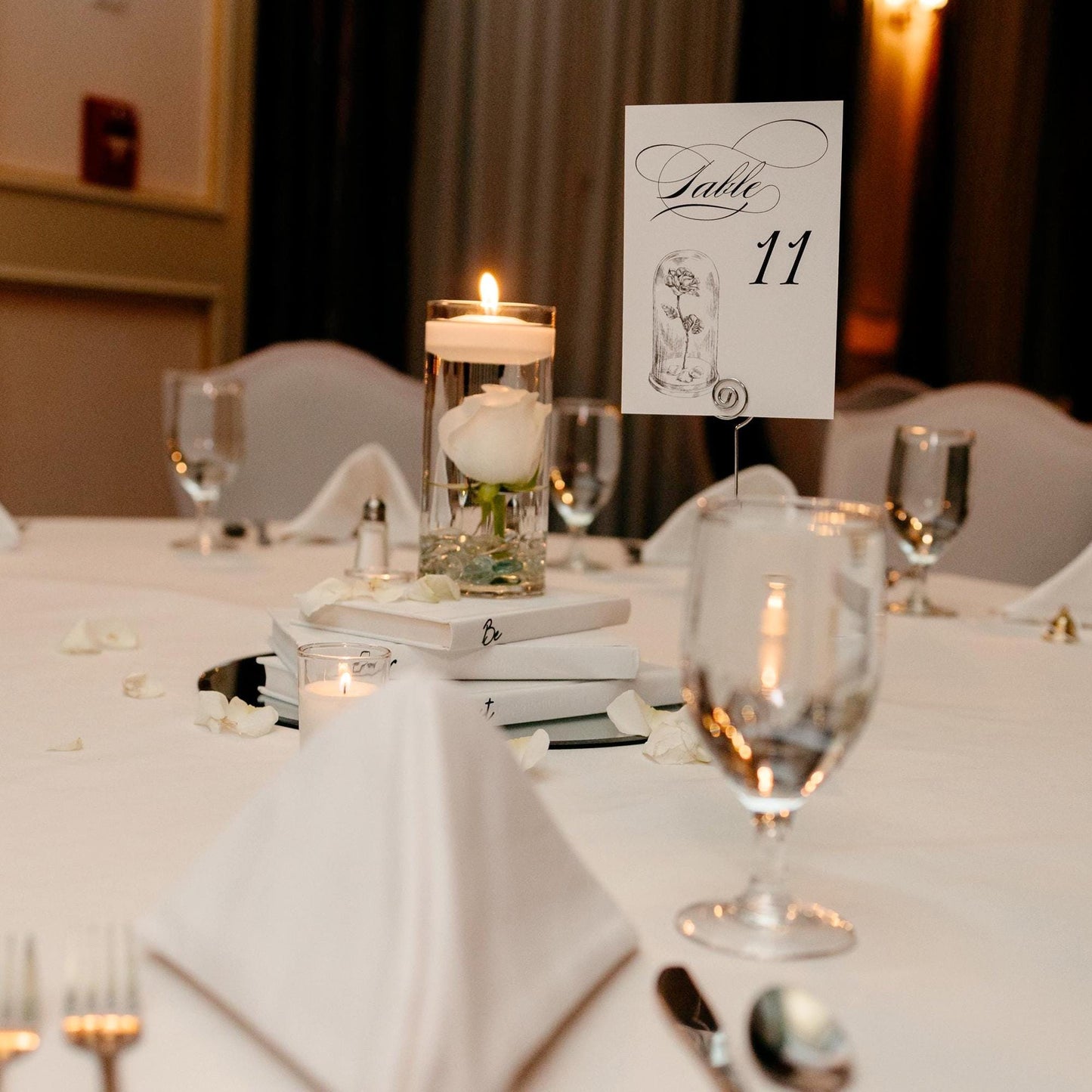 Beauty and the Beast, Fairytale Wedding, Disney Table Numbers, Fairytale Wedding, Rose (1-10)