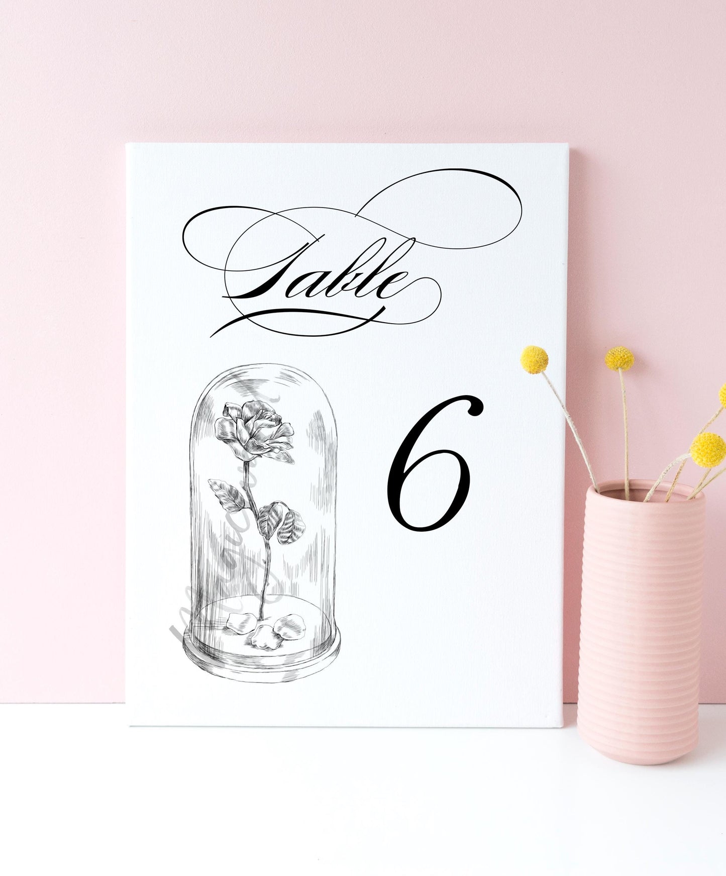 Beauty and the Beast, Fairytale Wedding, Disney Table Numbers, Fairytale Wedding, Rose (1-10)