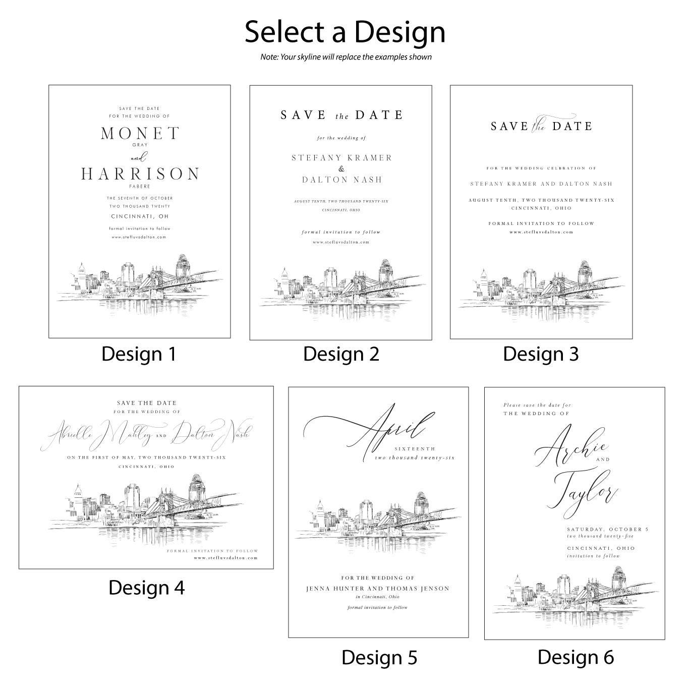 Cincinnati Skyline Save the Date Cards, STD, Wedding, Save the Dates (set of 25 cards)