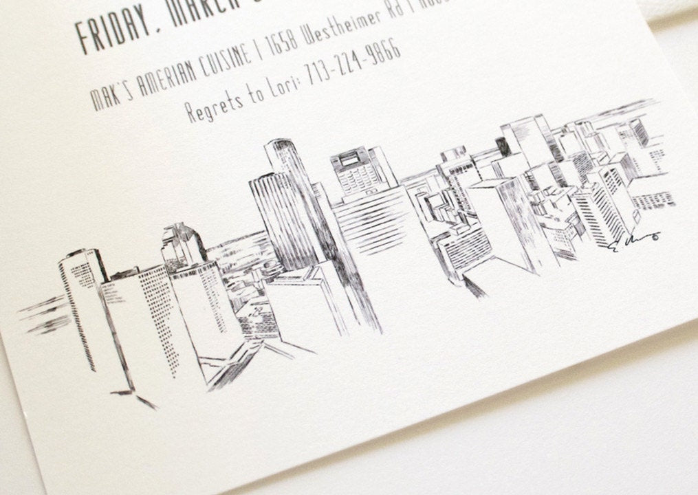 Houston Skyline Rehearsal Dinner Invitations (set of 25 cards)