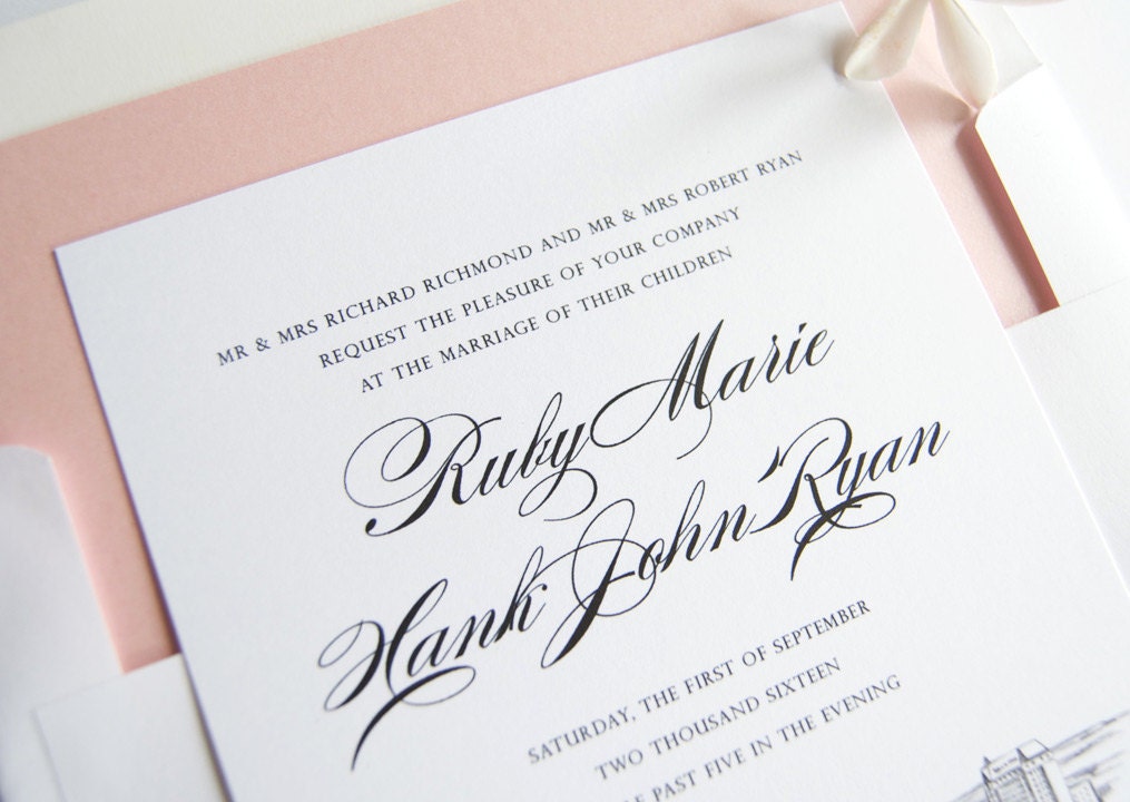 El Paso, Texas Skyline Wedding Invitations Package (Sold in Sets of 10 Invitations, RSVP Cards + Envelopes)