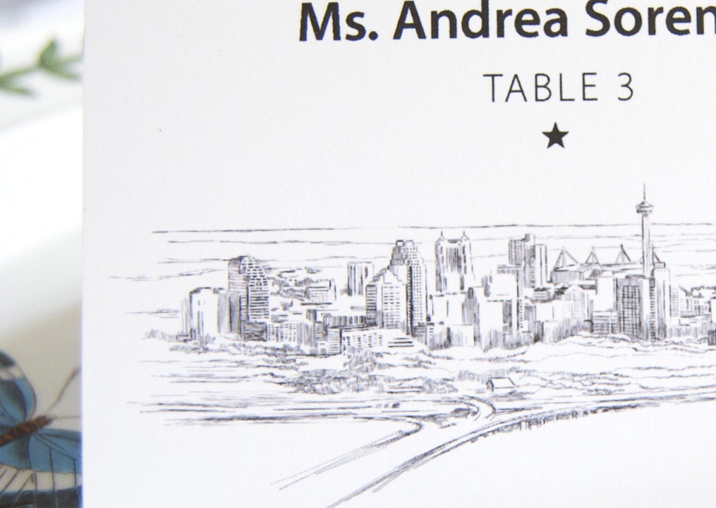 San Antonio Skyline Folded Place Cards (Set of 25 Cards)