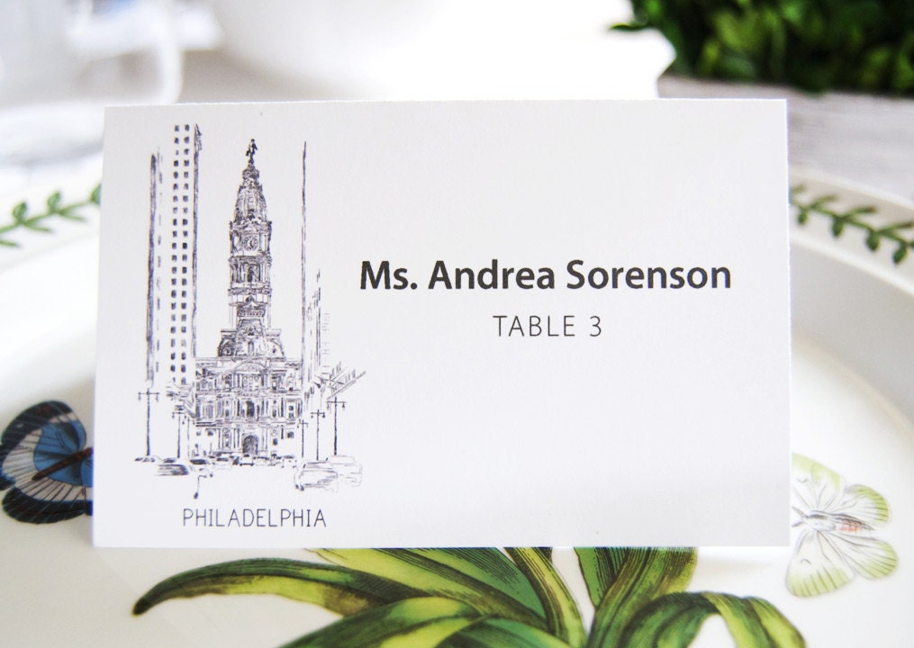 Philadelphia City Hall Skyline Folded Place Cards (Set of 25 Cards)