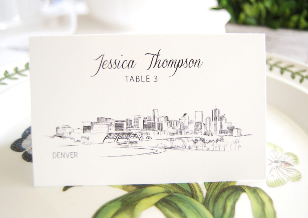 Denver Skyline Folded Place Cards (Set of 25 Cards)