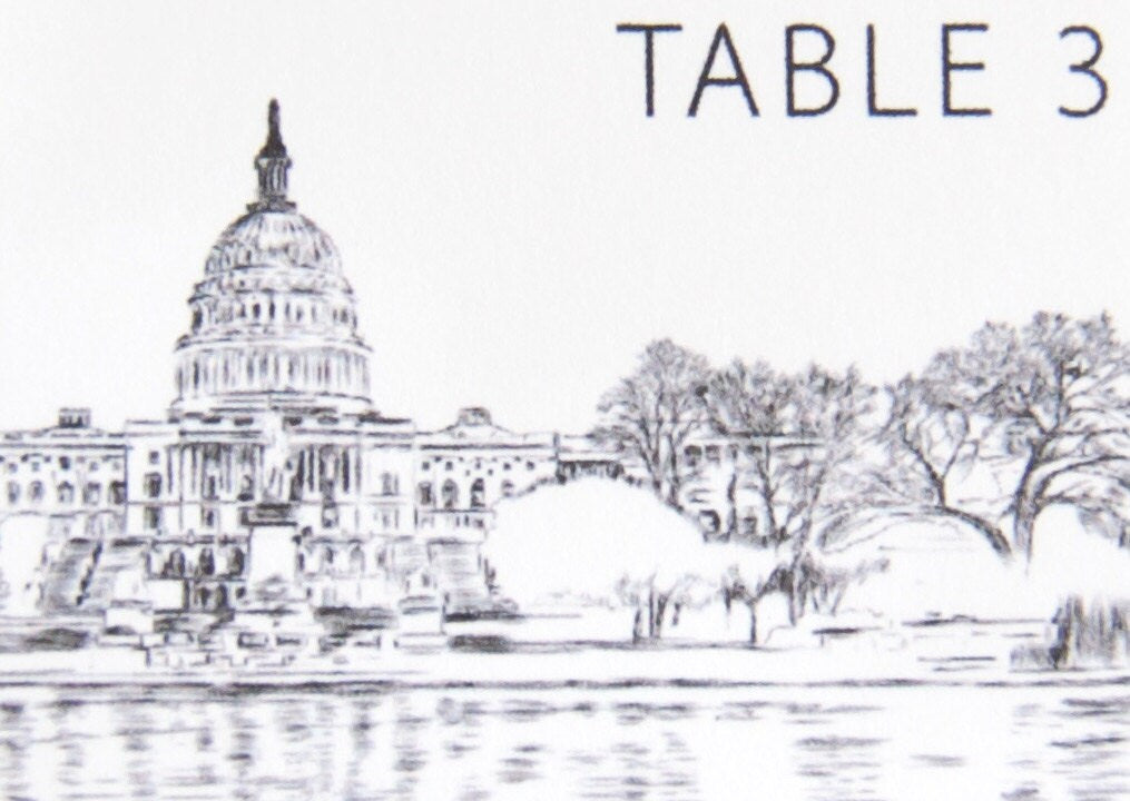 Washington DC Skyline Folded Place Cards (Set of 25 Cards)