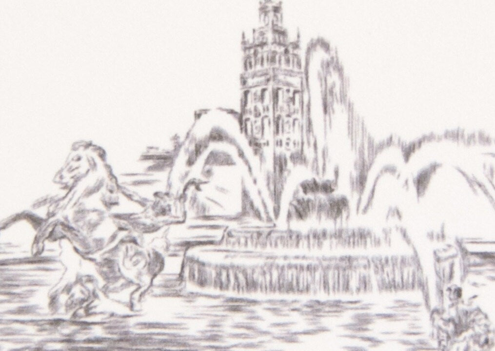 Kansas City Fountain Skyline Folded Place Cards (Set of 25 Cards)