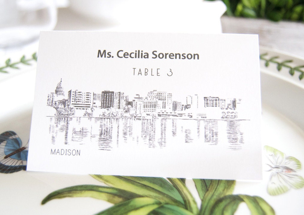 Madison Skyline Folded Place Cards (Set of 25 Cards)