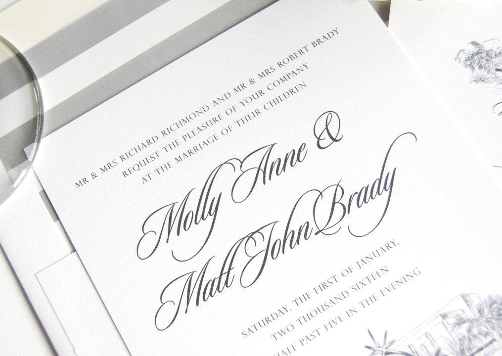 Riviera Palm Springs Destination Wedding Invitation Package (Sold in Sets of 10 Invitations, RSVP Cards + Envelopes)