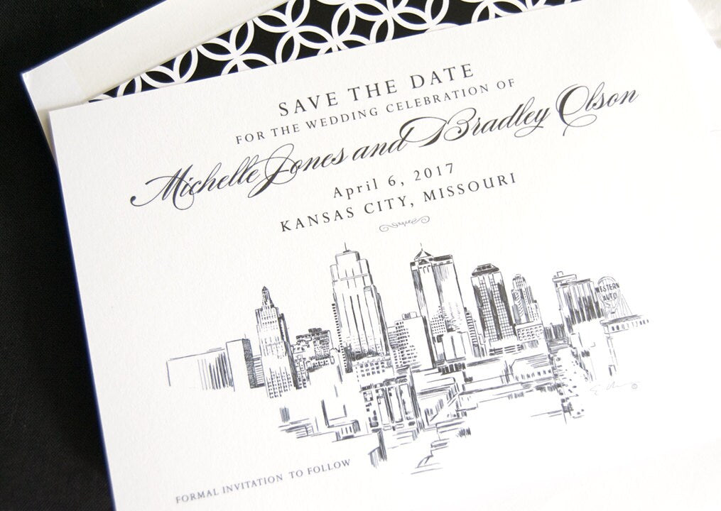 Kansas City Skyline Save the Dates (set of 25 cards)