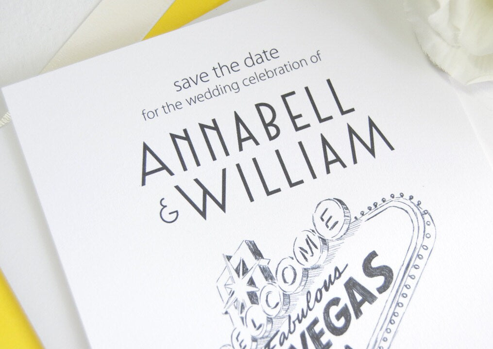Las Vegas Sign Skyline Save the Date Cards (set of 25 cards)