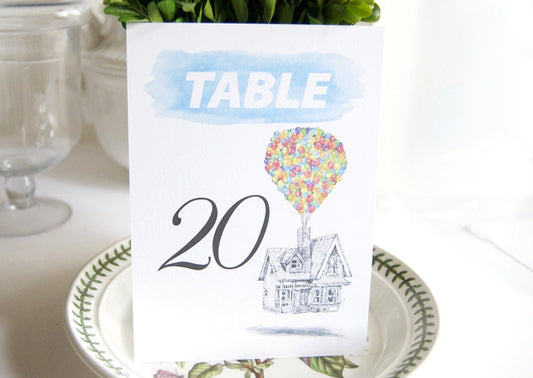 Disney Inspired UP House Theme Table Numbers (1-10)