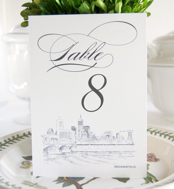 Indianapolis Skyline Table Numbers (1-10)