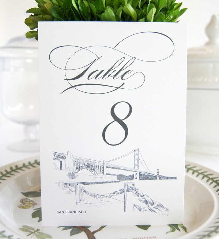 San Francisco Skyline Table Numbers (1-10)