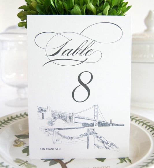 San Francisco Skyline Table Numbers (1-10)