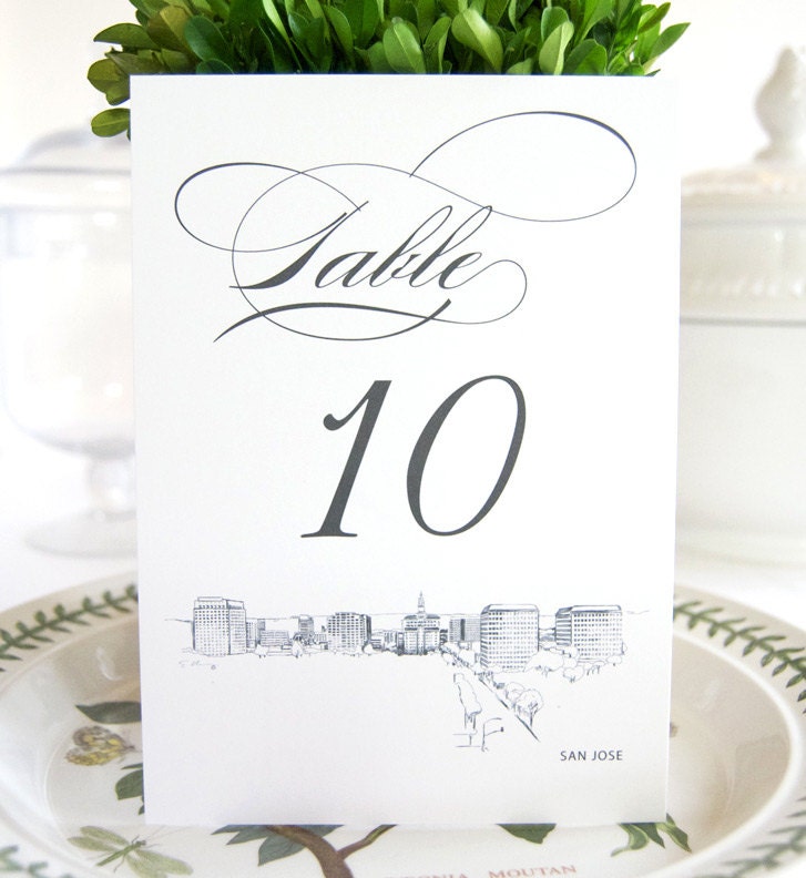 San Jose Skyline Table Numbers (1-10)