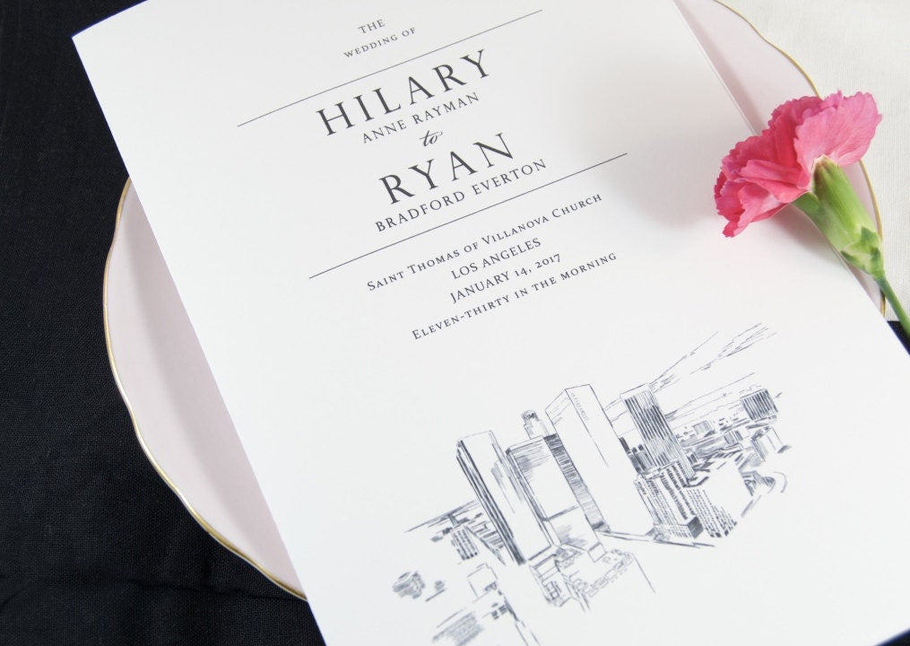 Los Angeles Skyline Wedding Programs (set of 25 cards)