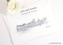 Load image into Gallery viewer, Savannah Skyline Wedding Thank You Cards, Personal Note Cards, Bridal Shower Thank you Cards (set of 25 cards)
