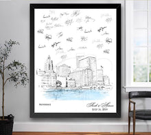 Load image into Gallery viewer, Providence, Rhode Island Skyline Guestbook Print, Guest Book, Bridal Shower, Wedding, Custom, Alternative Guest Book  (8 x 10 - 24 x 36)
