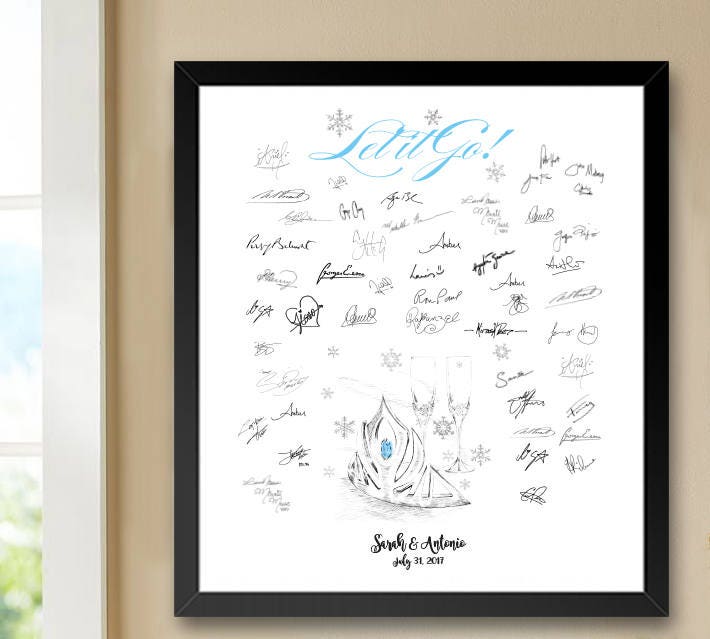 Frozen themed Guestbook Print, Guest Book, Fairytale, Bridal Shower, Wedding, Disney themed, Alternative Sign-in (8 x 10 - 24 x 36)