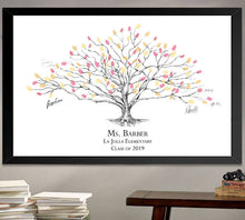 Load image into Gallery viewer, Teacher Gifts Low Oak Thumbprint Tree of Students Print, Fingerprints, Signature, Gift for Teacher, Back to School  (8 x 10- 24 x 36)
