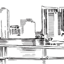 Load image into Gallery viewer, Miami Skyline Guestbook Print, Beach, Guest Book, Florida, Bridal Shower, Wedding, Custom, Alternative, Baby Shower, Family Reunion FREE PEN
