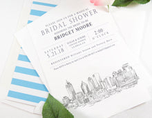 Load image into Gallery viewer, Atlanta Skyline Bridal Shower Invitations, Atlanta Wedding, Georgia, Bridal Brunch, Bridal Luncheon (set of 25 cards &amp; envelopes)
