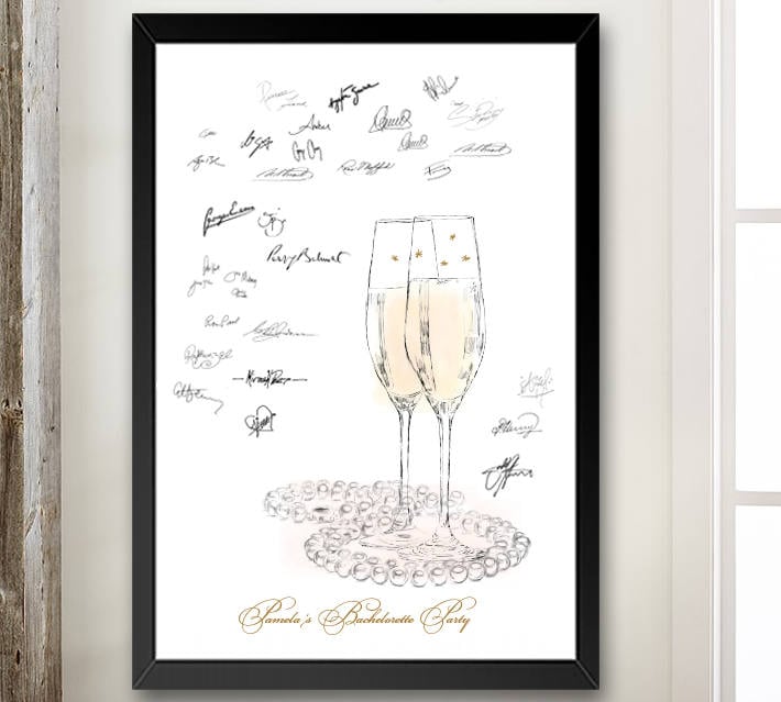 Champagne and Pearls Bachelorette Party Guestbook Print, Guest Book, Fairytale, Bridal Shower, Wedding (8 x 10 - 24 x 36)
