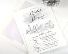 Load image into Gallery viewer, Atlanta Skyline Bridal Shower Invitations Watercolor, Atlanta Wedding, Georgia, Bridal Brunch, Bridal Luncheon (set of 25 cards &amp; envelopes)
