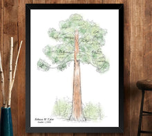 Load image into Gallery viewer, Sequoia Tree Alternative Guest Book Watercolor, Guest Signatures, Print, Guestbook, Bridal Shower, Family Reunion, Housewarming
