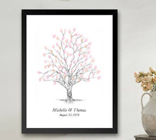 Load image into Gallery viewer, Wedding Guest Book, Twisted Oak, Alternative, Thumbprint Tree, Fingerprint Guestbook, Rustic, wedding guestbook, Family Reunion, Baby

