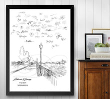 Load image into Gallery viewer, Weehawken New Jersey Skyline Wedding Guest Book Alternative Print, NJ Skyline, Wedding Guestbook, Bridal Shower, Wedding, Guestbook, Sign-in
